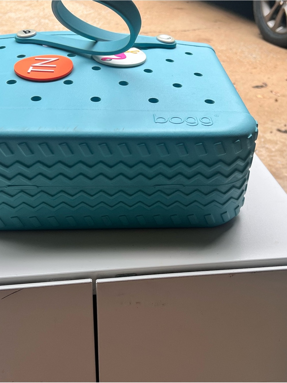 BOGG BAG Teal Perforated Tote with Matching Pouch - Picture 4 of 7